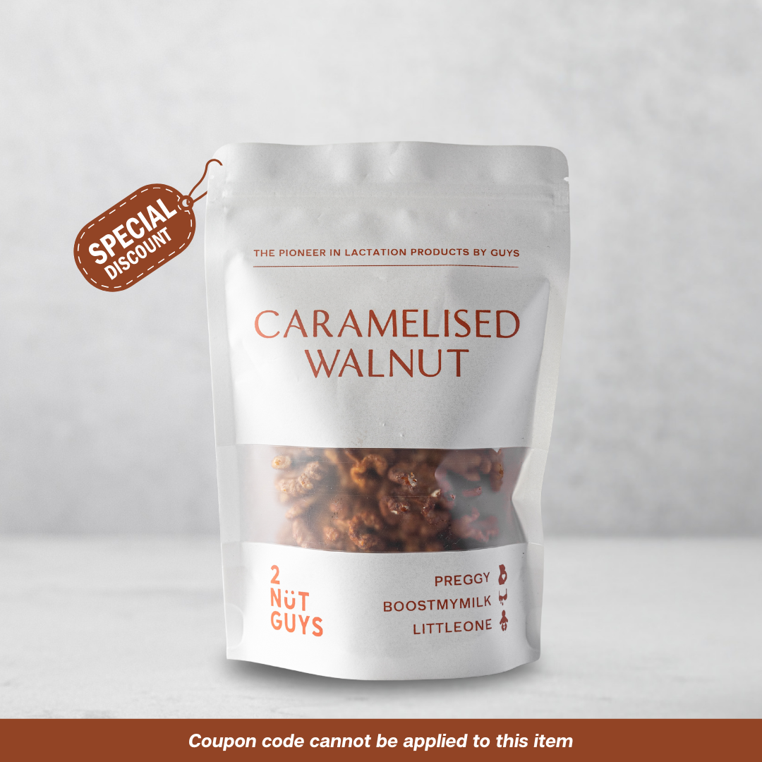 2NUTGUYS Caramelised Walnut product image with a special discount tag stating that coupon codes cannot be used on this item.