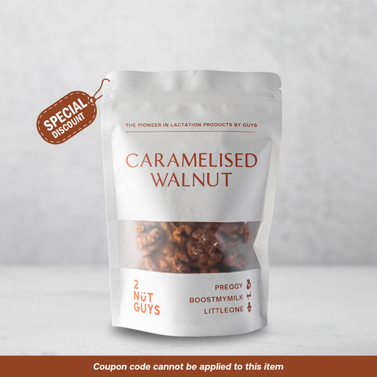 2NUTGUYS Caramelised Walnut product image with a special discount tag stating that coupon codes cannot be used on this item.
