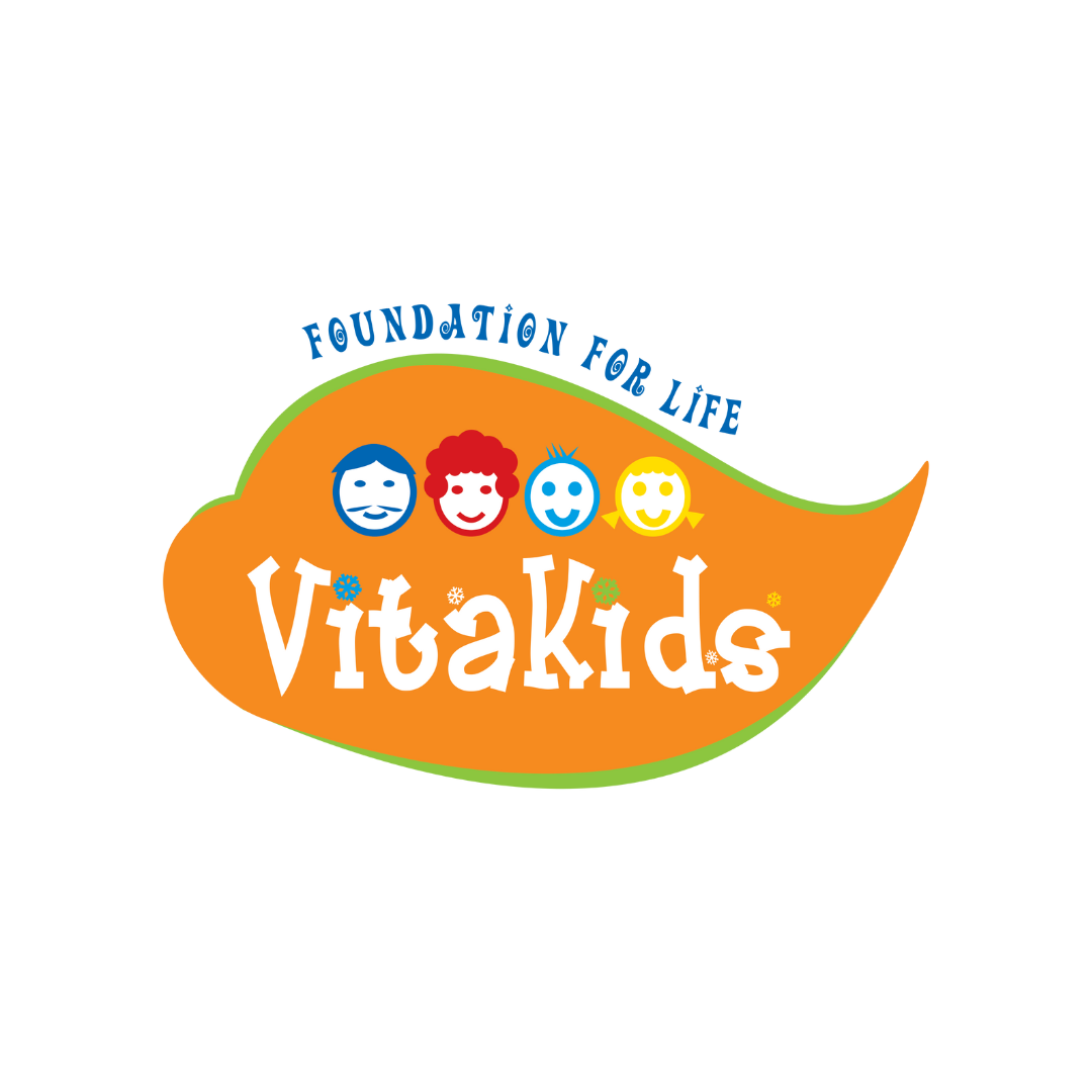 Vitakids logo on a transparent background. Includes their tagline "Foundation for Life"